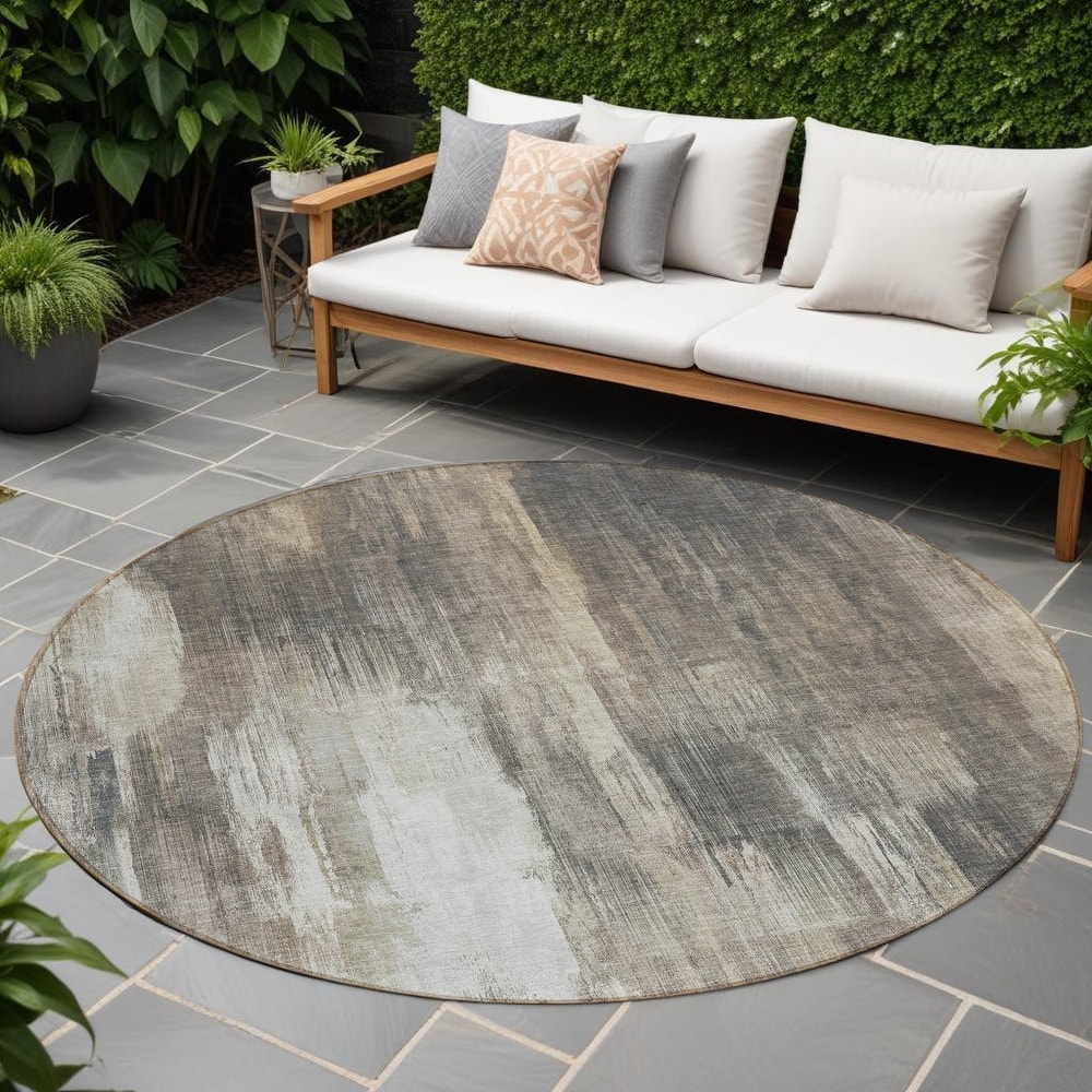 Calu Artistic Abstract Weather Resistant Classic Meets Modern Outdoor Rug