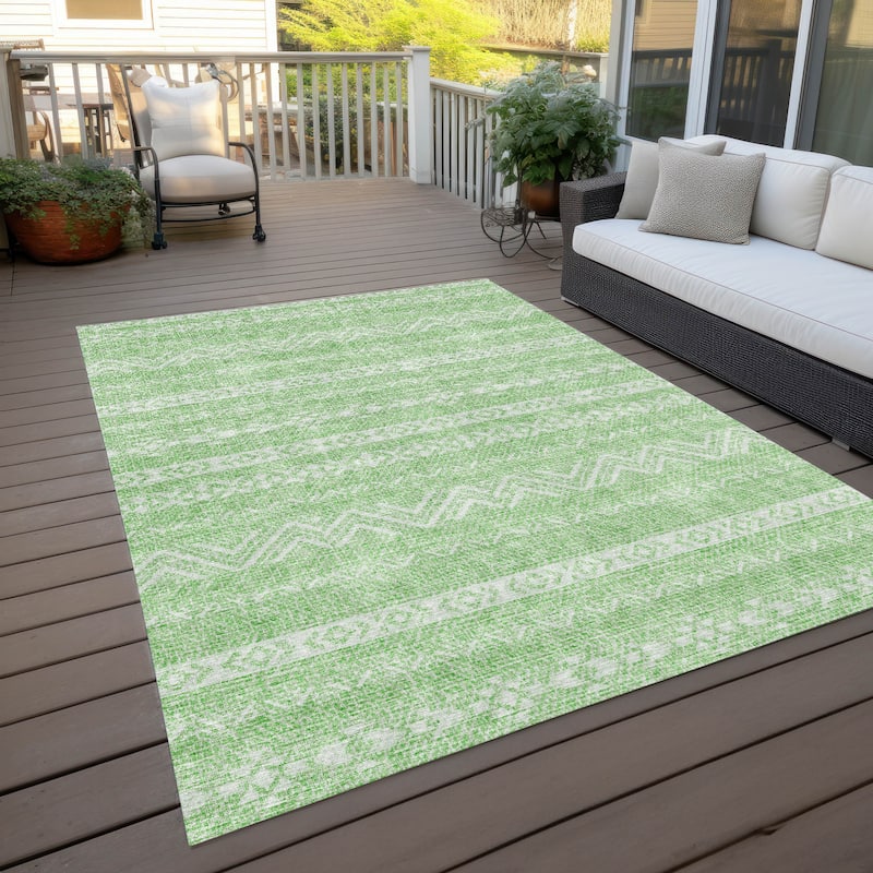 Machine Washable Indoor/ Outdoor Chantille Stripes Boho Rug