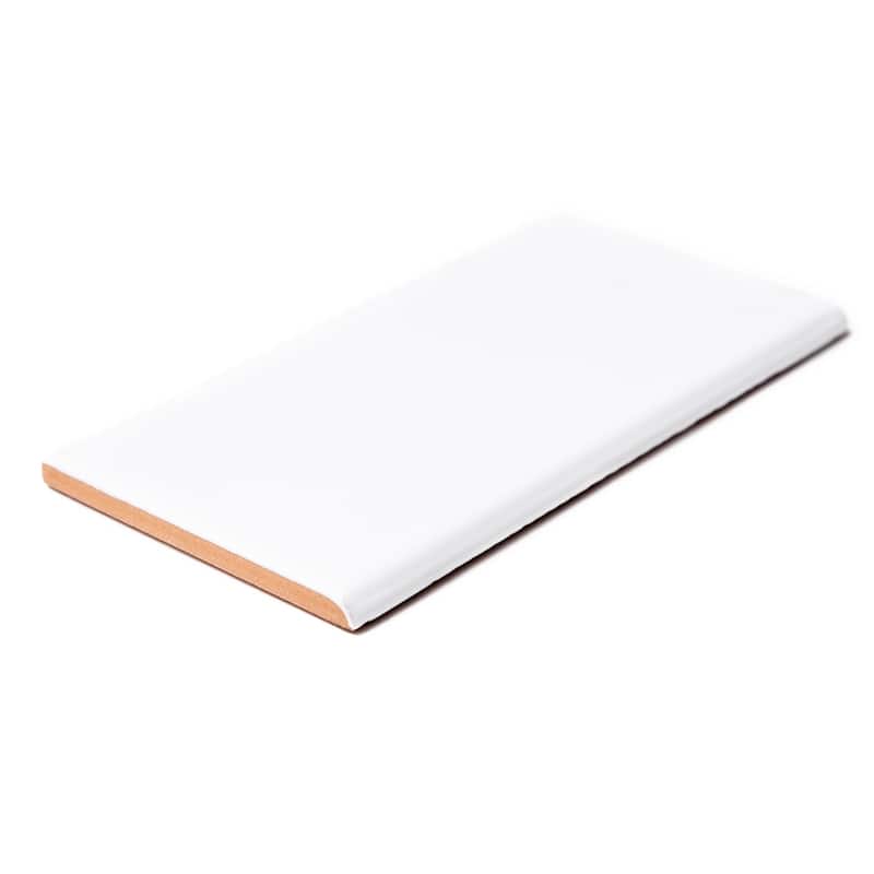 Fresno 3x6 White Polished Ceramic Bullnose Tile Trim