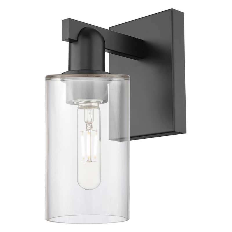 Innovations Lighting 716-1W-11-5 Clymer Sconce Clymer 11" Tall Wall - Matte Black / Clear