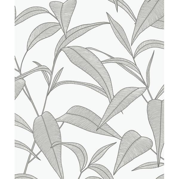 NextWall Pinstripe Leaf Trail Peel and Stick Wallpaper Bed Bath