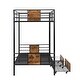 preview thumbnail 8 of 7, Black Twin XL over Twin XL Metal Bunk Bed w/ MDF Board Guardrail & Drawers