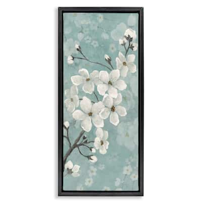 Stupell Cherry Blossoms on Green Framed Floater Canvas Wall Art Design By Janet Tava