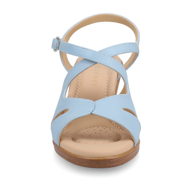 Journee Women's KedzieII Medium and Wide Width Wedge Sandals - Medium - Blue - 6.5
