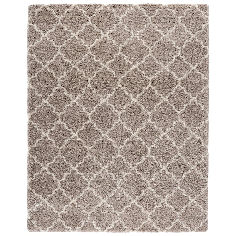 SAFAVIEH Hudson Shag Jeryl Glam Trellis 2-inch Area Rug - 8' x 10' - Beige/Ivory