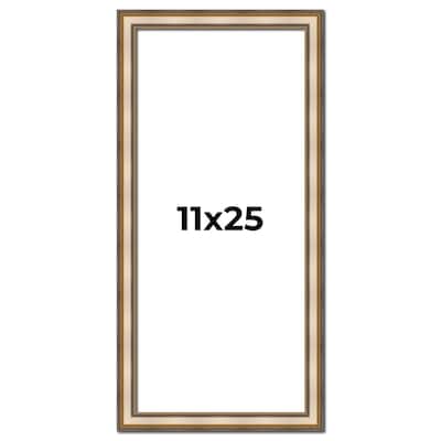 11x25 Frame Gold Solid Wood Shadow Box Width 1.5 Inches | Interior Frame Depth 2 3/8 Inches