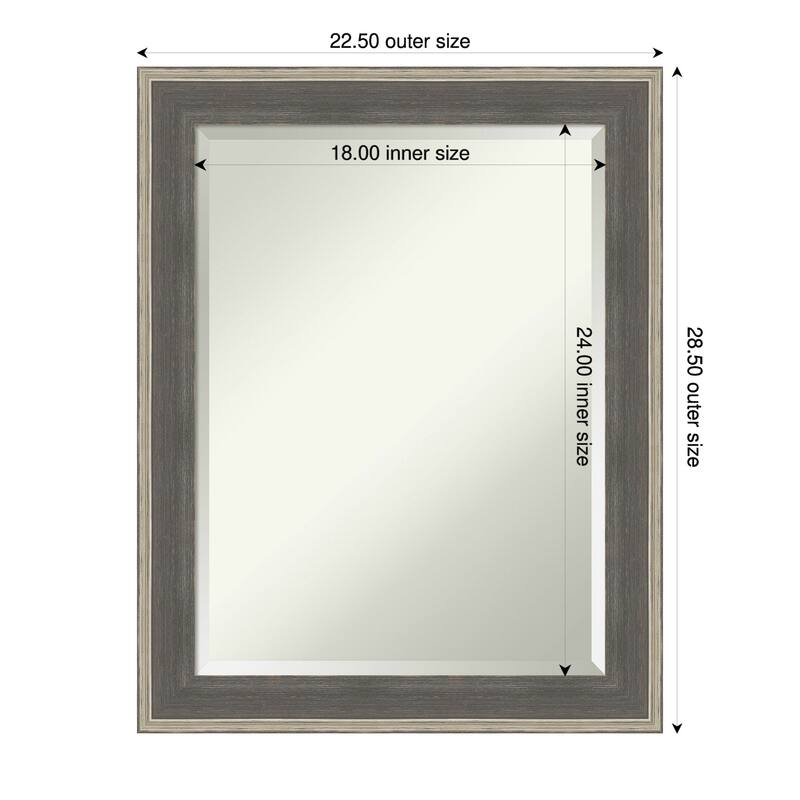 Cottage Beveled Wood Framed Wall Mirror - Cottage Grey Silver - 23 x 29 in