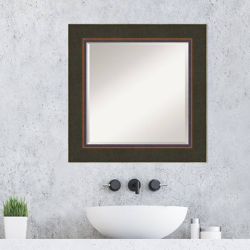 Beveled Wood Bathroom Wall Mirror - Milano Bronze Frame