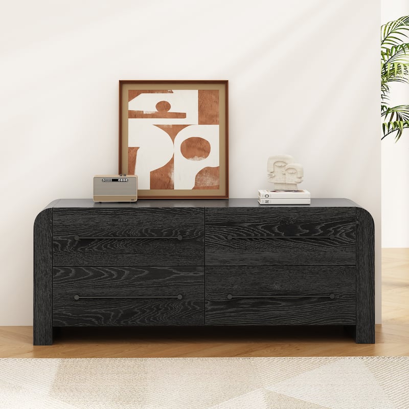 Christopher Knight Home - Nova Contemporary Natural Ash Veneer 4-Drawer Dresser with Sleek Black Handles