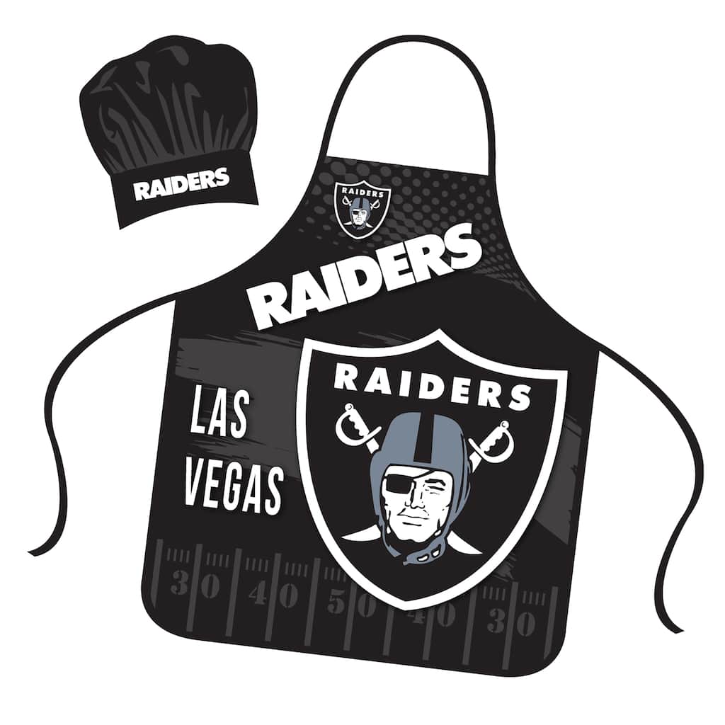 NFL Apron & Chef Hat Set, with Large Team Logo - Las Vegas Raiders - 31" x 25"