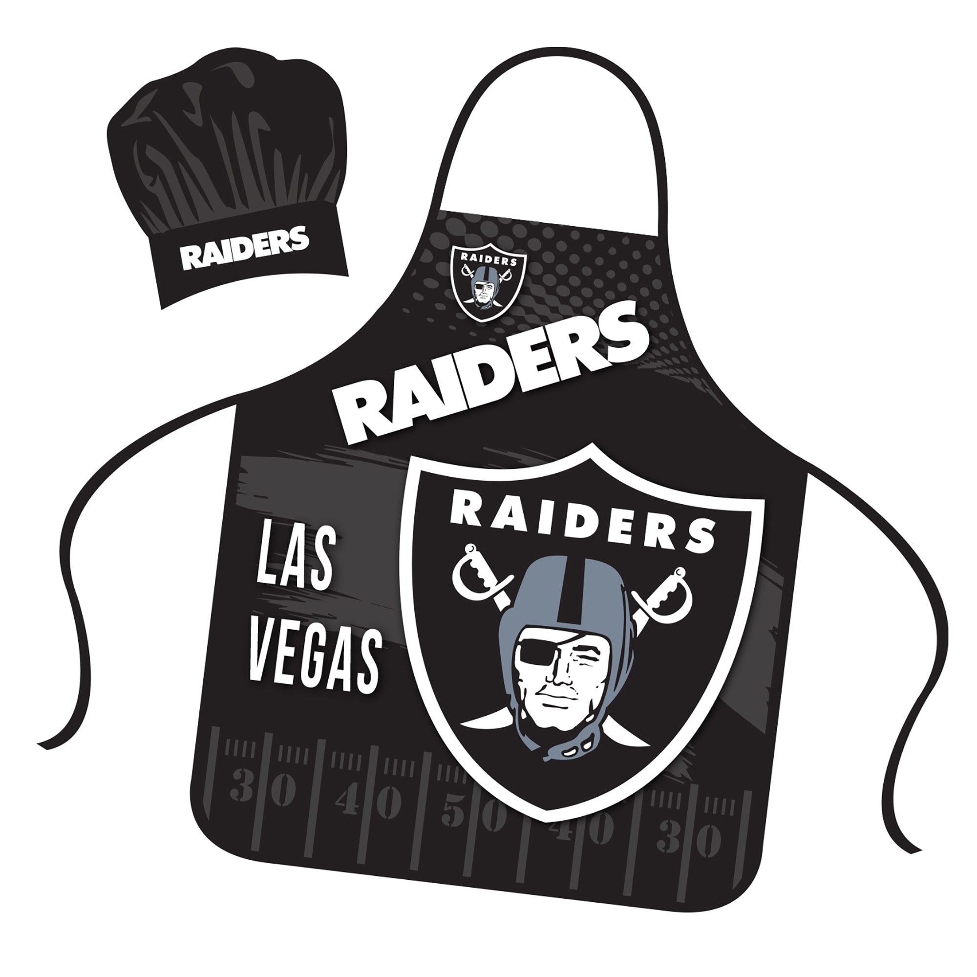 NFL Apron & Chef Hat Set, with Large Team Logo - Las Vegas Raiders - 31" x 25"