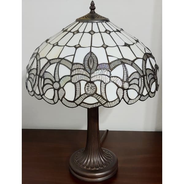Tiffany Style Table Lamp 24 Tall Stained Glass White Grey Jeweled Beads Decor Bedroom Handmade Gift Am293tl16b Amora Lighting Overstock 29030488