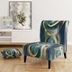 preview thumbnail 34 of 101, Designart "Mettalic Indigo And Gold II" Upholstered Abstract Accent Chair - Glam Arm Chair For Living Room Slipper Chair - Teal & Gold