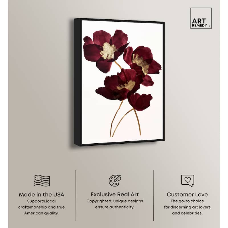 Art Remedy Wine Flowers Framed Floral Fine 1 Piece Canvas Wall Art