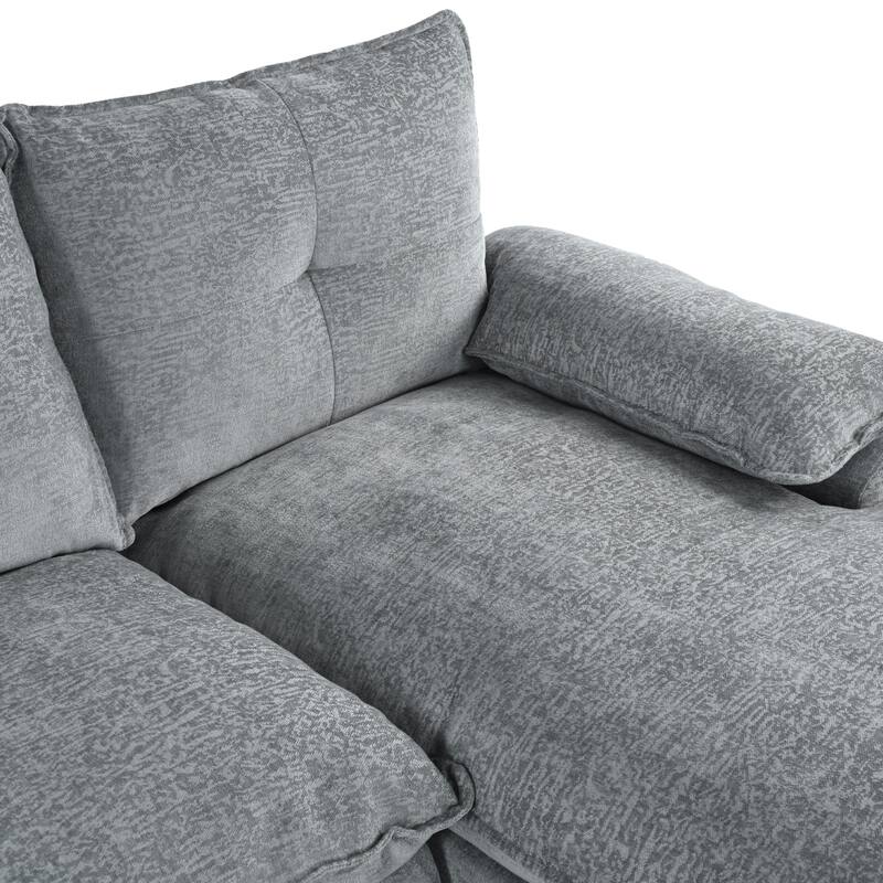 U-Shaped Sectional Sofa, Chenille Fabric Cloud Sofa, 6 Seater Sofa with Adjustable Armrest Pillow for Living Rooms, Office
