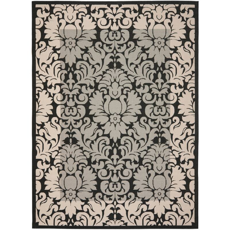 SAFAVIEH, Courtyard Foelke Indoor/ Outdoor Patio Backyard Rug - 8' x 11' - Black/Sand