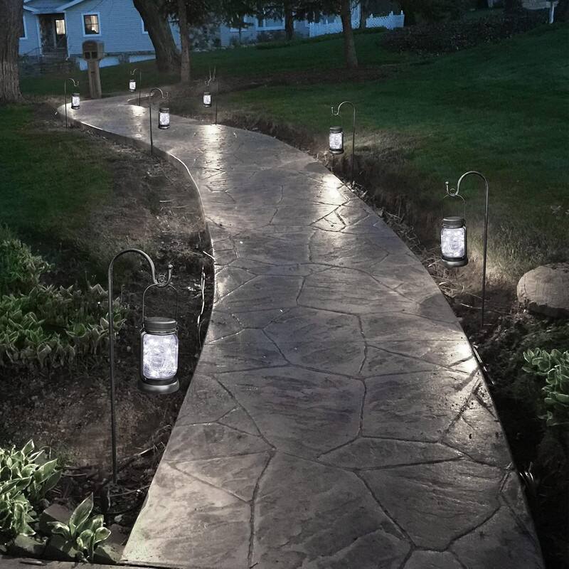 4 Pack Solar Hanging Lantern with Stakes