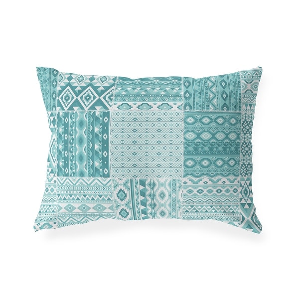 PATCHWORK TAHOE TEAL Lumbar Pillow By Kavka Designs Bed Bath