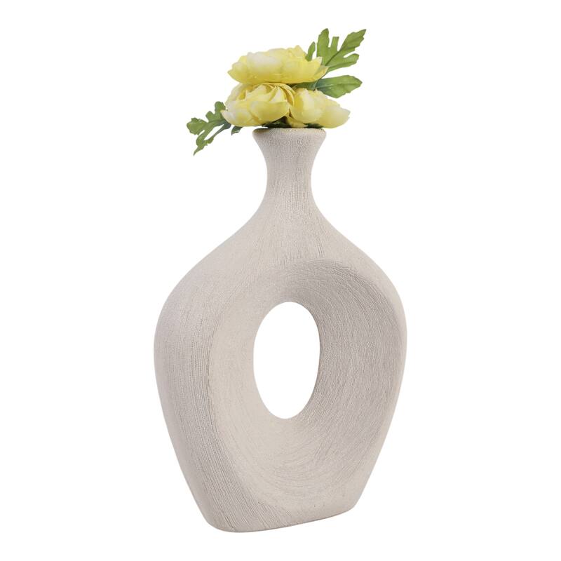 Modern Oval Ceramic Table Vase Cut-Out Design