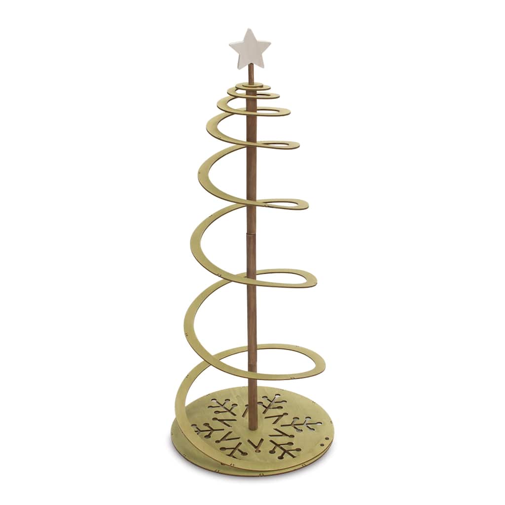 Spiral Wood Pine Tree 38.5"H - 15.25 x 15.25 x 38.5