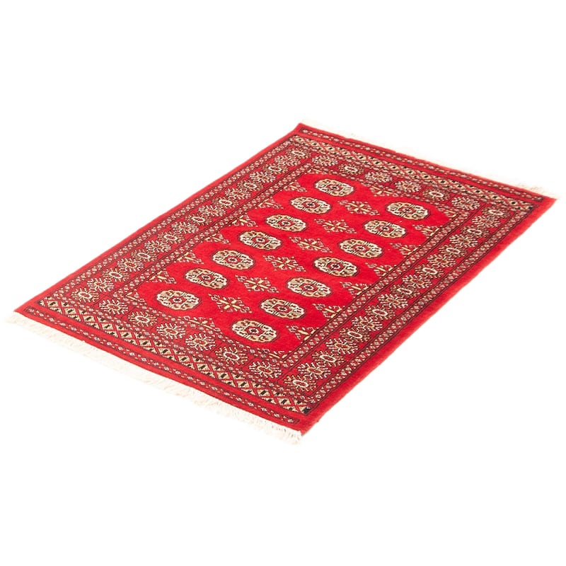 ECARPETGALLERY Hand-knotted Peshawar Bokhara Red Wool Rug - 3'1 x 4'9