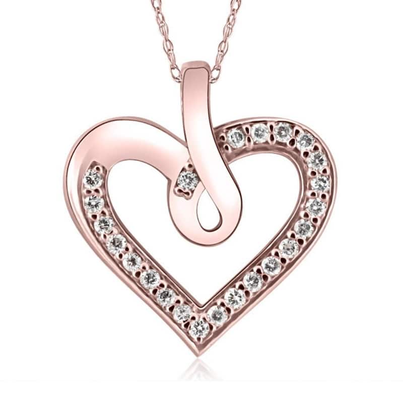 10K Rose Gold 1/4ct Diamond Heart Pendant Necklace