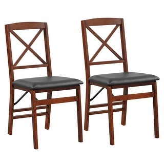 Costway 2 Pack Folding Dining Chairs Foldable Chairs With PVC Padded   Costway 2 Pack Folding Dining Chairs Foldable Chairs With PVC Padded 