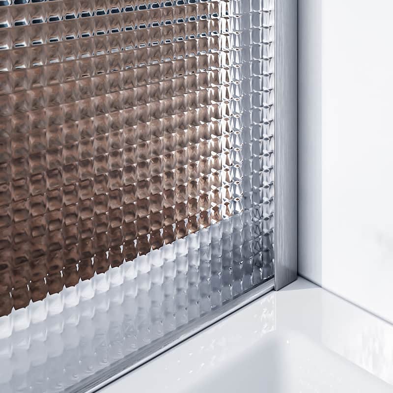 Elegant 60 in. W x 72 in. H Double Sliding Shower Doors wiith Frosted Glass in Brushed Nickel Finish - 60'' x 72''
