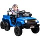 preview thumbnail 1 of 28, 4x4 Ride-On Car for Kids with Remote Control, Music, Lights & Storage Trailer Light Blue