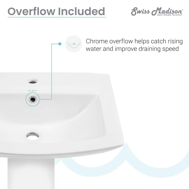 Sublime Pedestal Bathroom Sink Square Single Faucet Hole