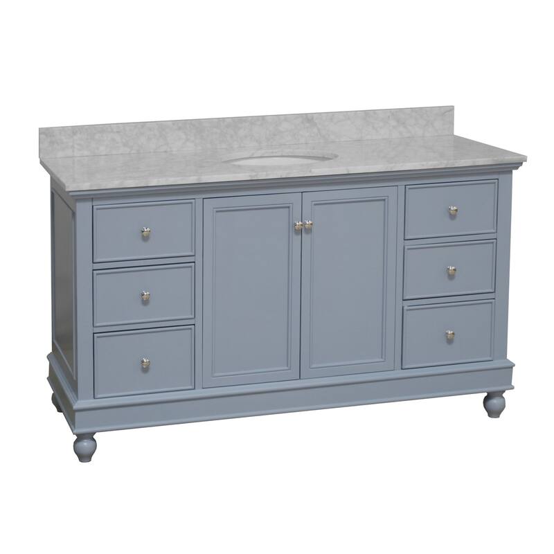KitchenBathCollection Bella 60" Single Bathroom Vanity with Carrara Marble Top
