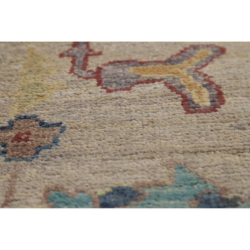 Hand Knotted Oriental 100% Wool Carpet Transitional All-Over Beige & Ivories Oushak Area Rug - 10' 2'' X 7' 11''