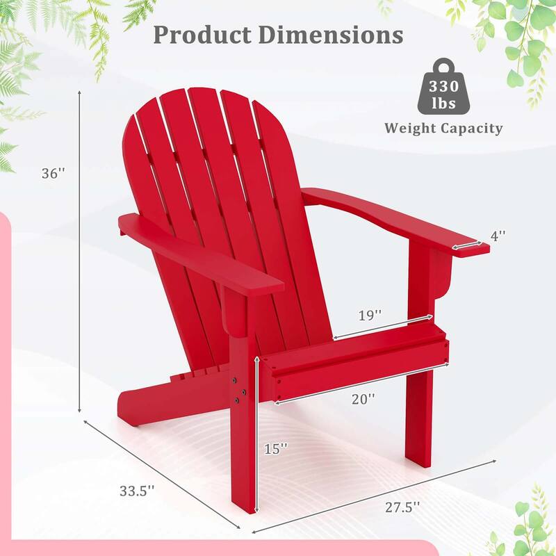 Costway Patio Adirondack Chair with Inclined Seat High Backrest & Wide - See Details