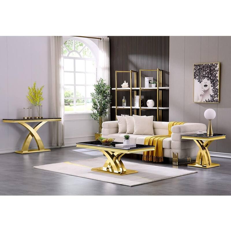 Modern Coffee Table 48‘’ Rectangular Coffee Table with X Base Pedestal Coffee Tables for Living Room