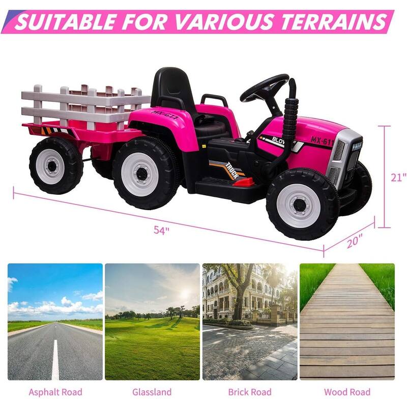 12V Ride on Tractor with Trailer & Remote Control