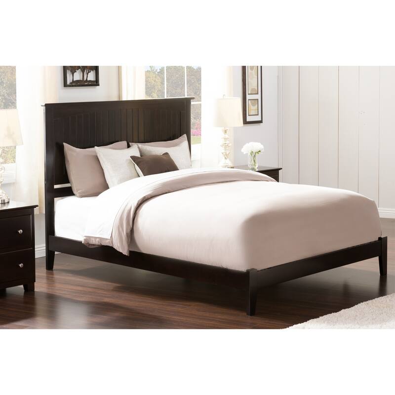 Low Profile Platform Bed with Footboard - Espresso Shaker Design, USB & Storage