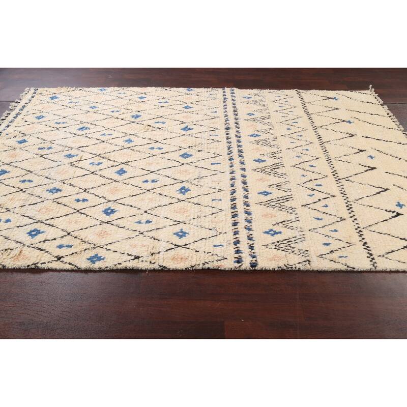 Trellis Moroccan Oriental Wool Area Rug Hand-knotted Decorative Carpet - 5'11" x 9'5"