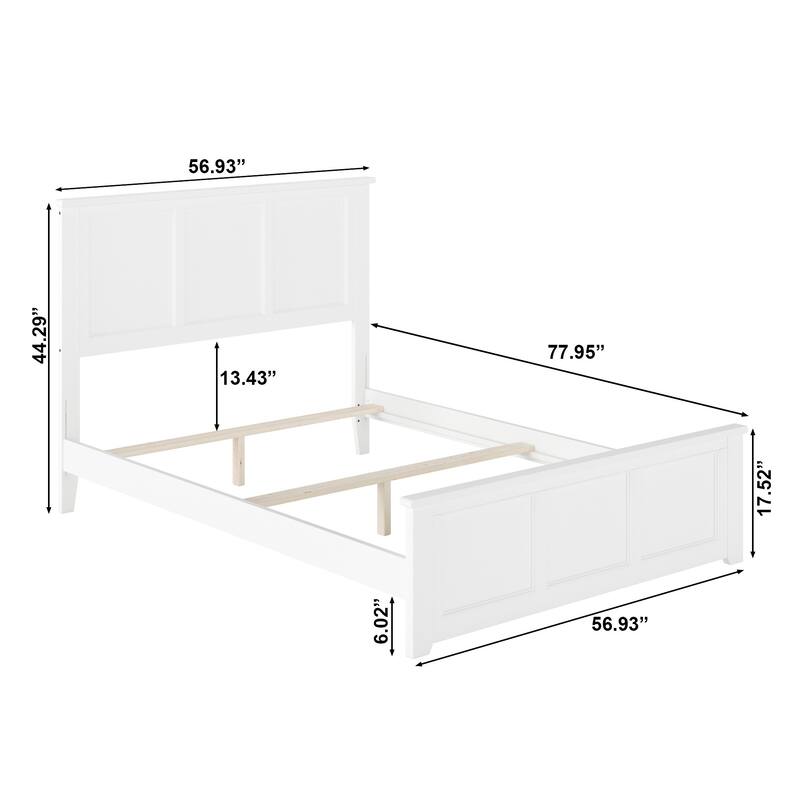Madison Full Foundation Bed with Matching Footboard in White