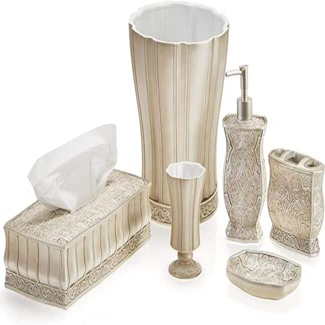 Creative Scents Victoria Beige Toothbrush and Toothpaste Holder