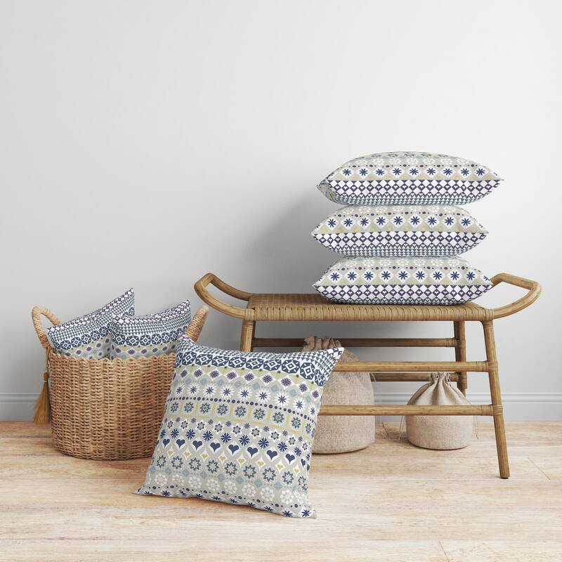 Shape Synergy Faux Suede Reversible Throw Pillow Yellow and Blue
