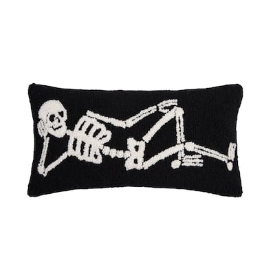 Relaxed Sketleton Hooked Pillow