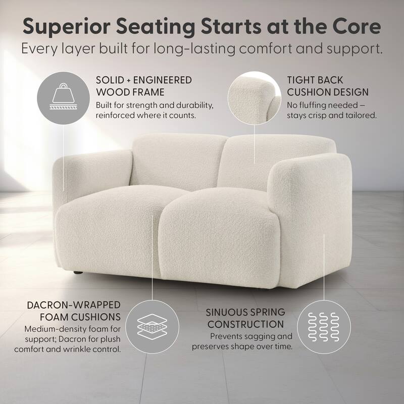 Sierra Ivory Boucle Accent Chair, Loveseat, Sofa, or Living Room Set