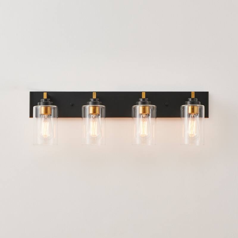 KAWOTI 28.4" 4-Light Bathroom Vanity Light with Clear Glass Shade