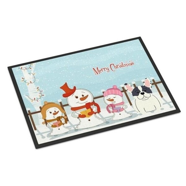 Carolines Treasures BB2342MAT Merry Christmas Carolers French Bulldog Piebald Indoor or Outdoor Mat 18 x 0.25 x 27 in.