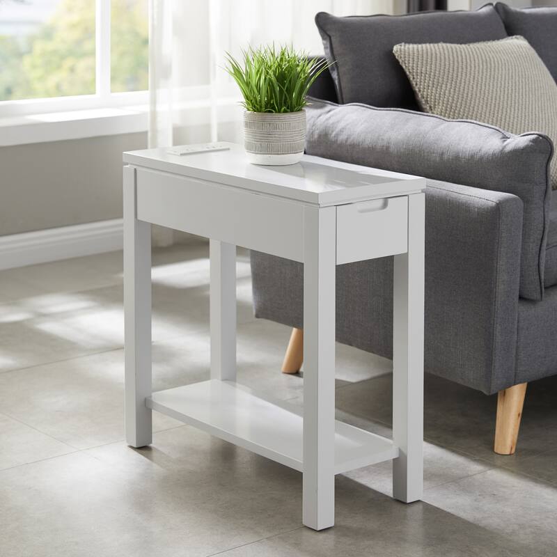 Leick Home Charging Cade Wood Side Table with Drawer