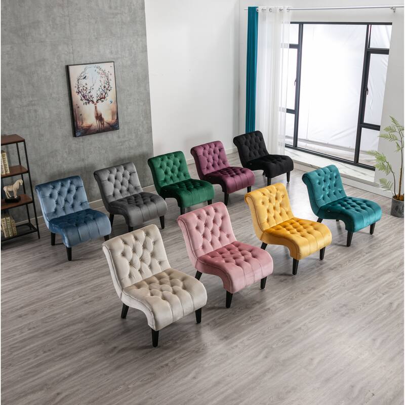 Modern Velvet Armless Living Room Chairs Set of 2