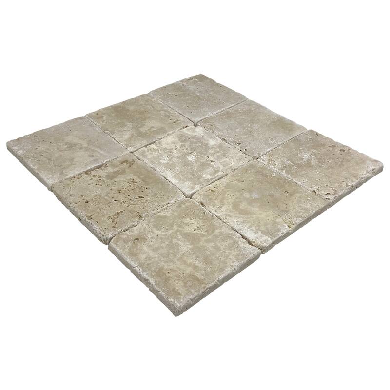 Ivory Travertine 4" x 4" Tumbled Tile