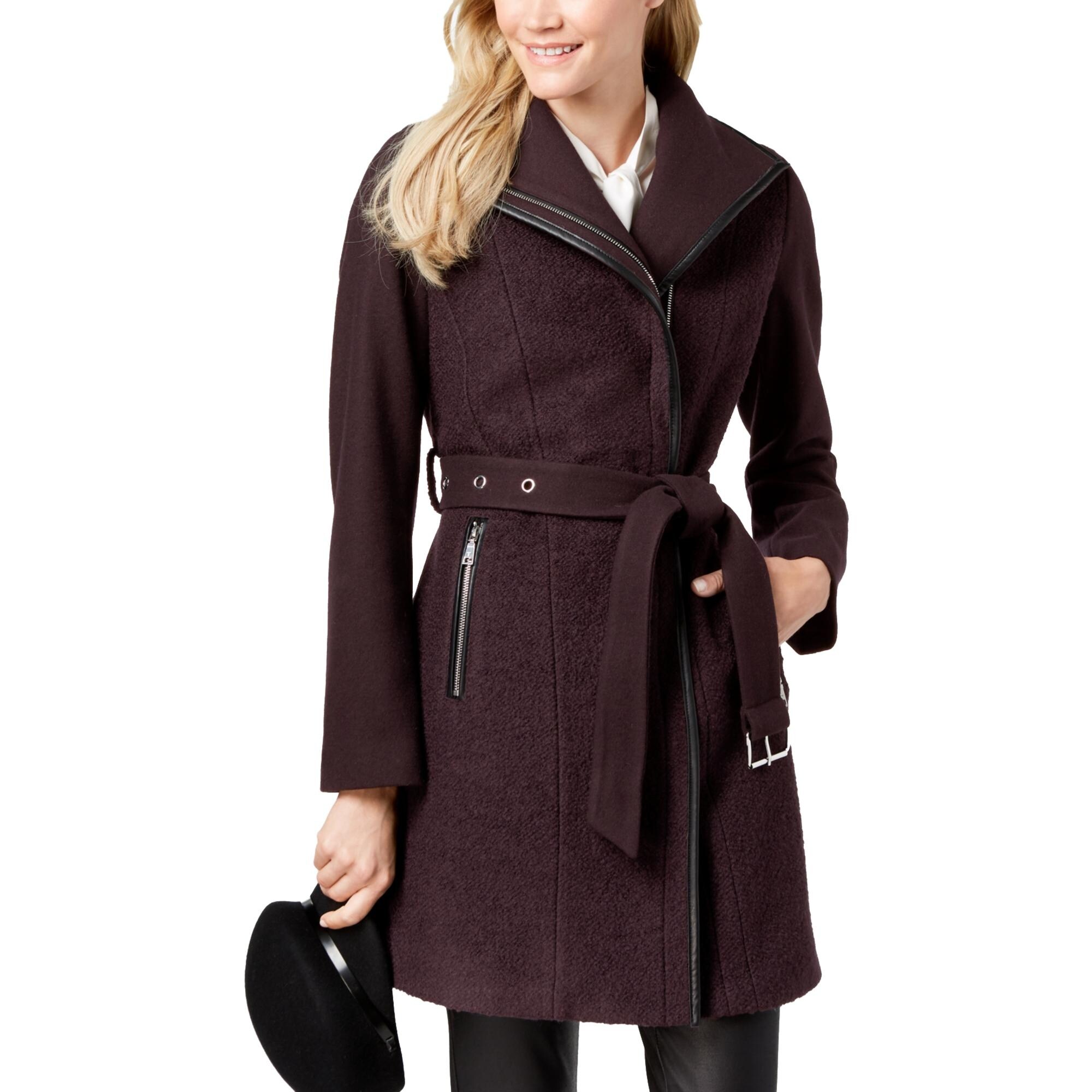 asymmetrical wool blend coat
