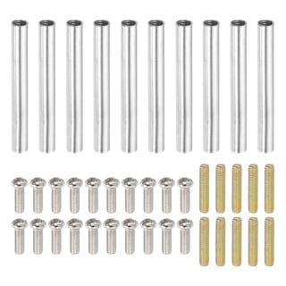 PATIKIL 90mm Round Coupling Nuts Kit – M4 Threaded Connector Bar, Fully Threaded Rod & Slotted Screws, DIY Lamp Model Furniture Repair