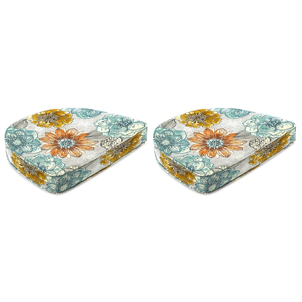 19" x 17" Contoured Outdoor Seat Cushion with Welt - Set of 2 - 17'' L x 18.5'' W x 4'' H